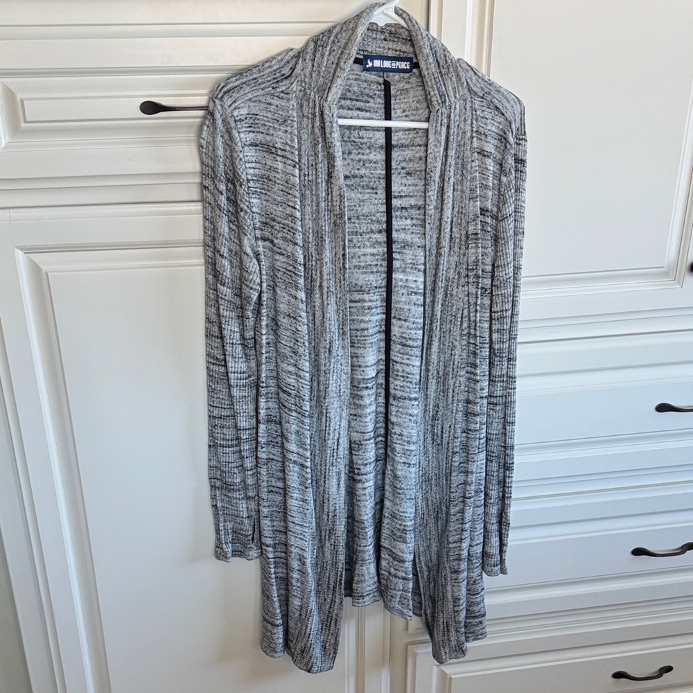 Ink Love & Peace Black and White Open Cardigan